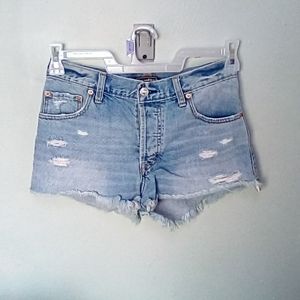 🍭Abercrombie and fitch distressed denim button fly shorts size 25